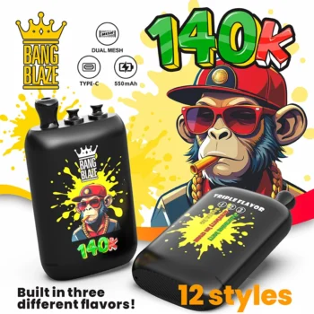 Bang Blaze 140K Vape 3-in-1 Flavors 140000 Puffs Disposable Vape Banana Ice & Strawberry Ice Cream & Watermelon Berry