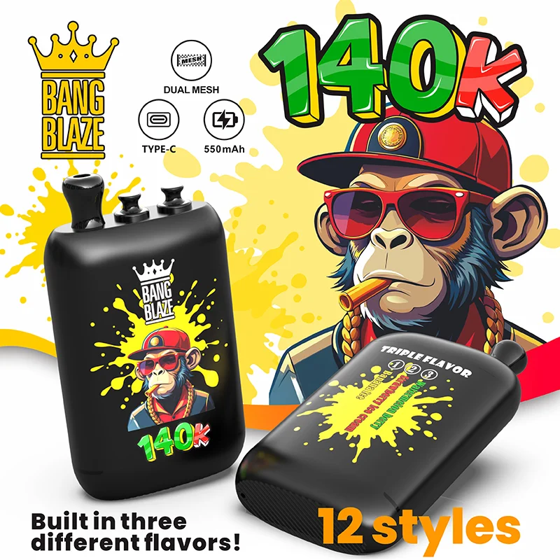 Bang Blaze 140K Vape 3-in-1 Flavors 140000 Puffs Disposable Vape Banana Ice & Strawberry Ice Cream & Watermelon Berry Bang Blaze 140K Vape 3-in-1 Flavors 140000 Puffs Disposable Vape Banana Ice & Strawberry Ice Cream & Watermelon Berry