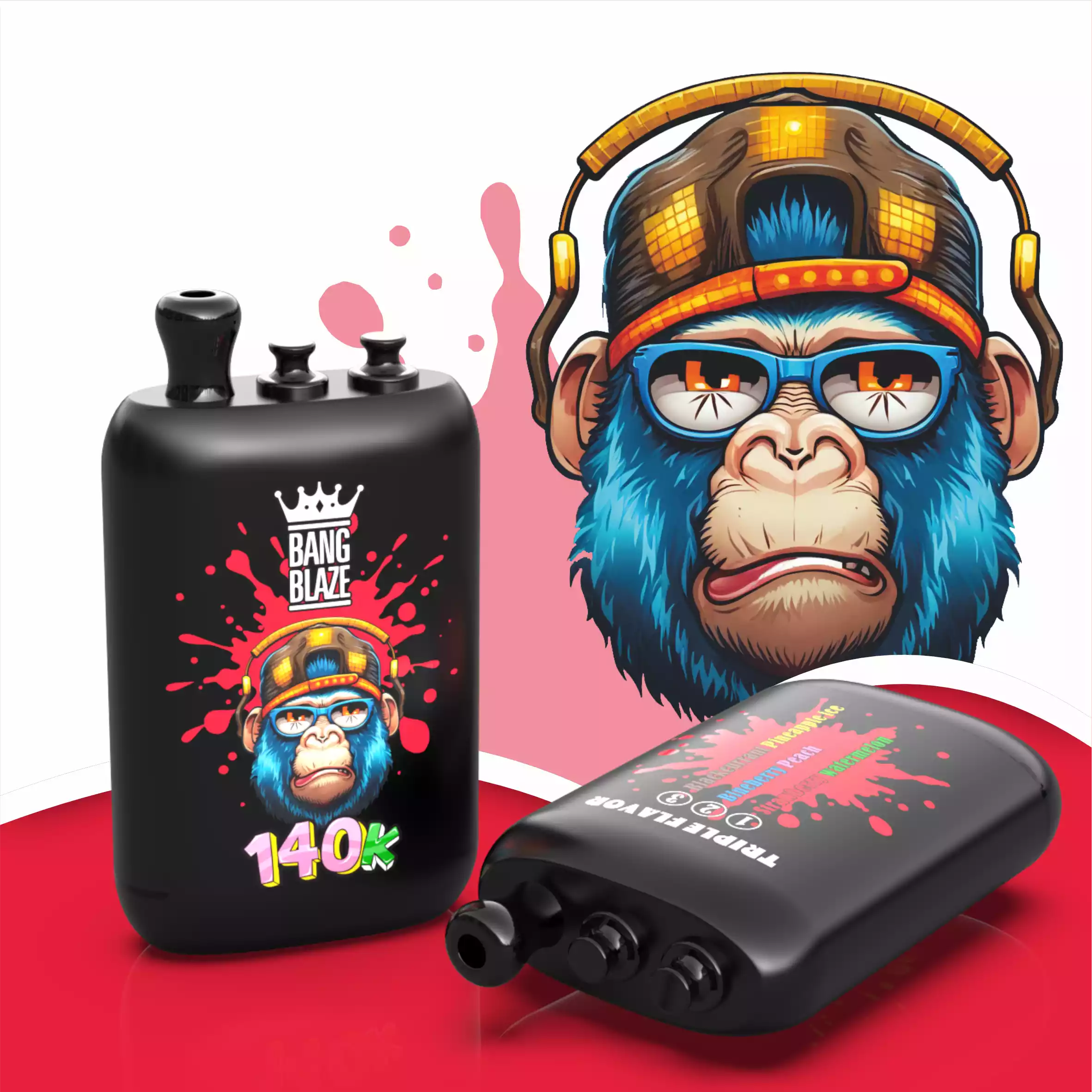 Bang Blaze 140K Vape 3-in-1 Flavors 140000 Puffs Disposable Vape Strawberry Watermelon & Blueberry Peach & Blackcurrant Pineapple Ice Bang Blaze 140K Vape 3-in-1 Flavors 140000 Puffs Disposable Vape Strawberry Watermelon & Blueberry Peach & Blackcurrant Pineapple Ice
