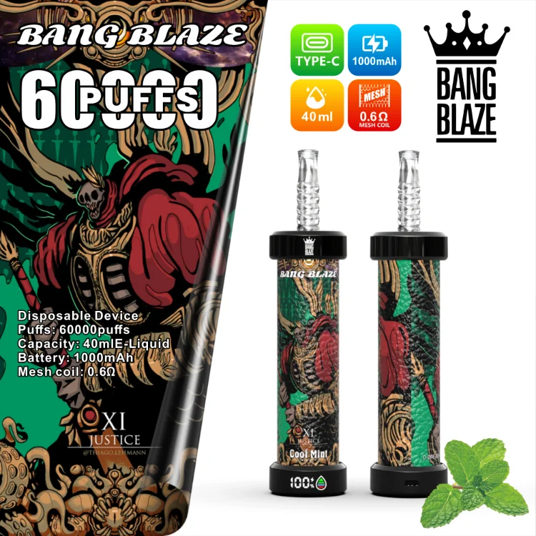 Bang Blaze 60K Puffs Disposable Vape Type-C Charging Hookah Vape Cool Mint Bang Blaze 60K Puffs Disposable Vape Type-C Charging Hookah Vape Cool Mint