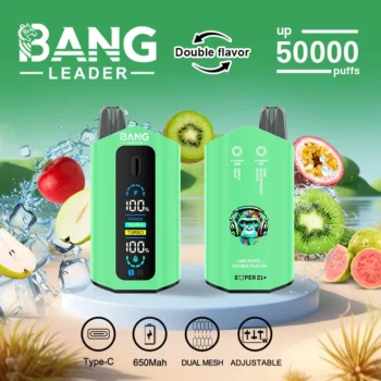 Bang Leader 50K Vape Dual Flavor 50000 Puffs Disposable Vaep Turbo Mode Smart Screen EU Warehouse Apple Pear & Kiwi Passionfruit Guava
