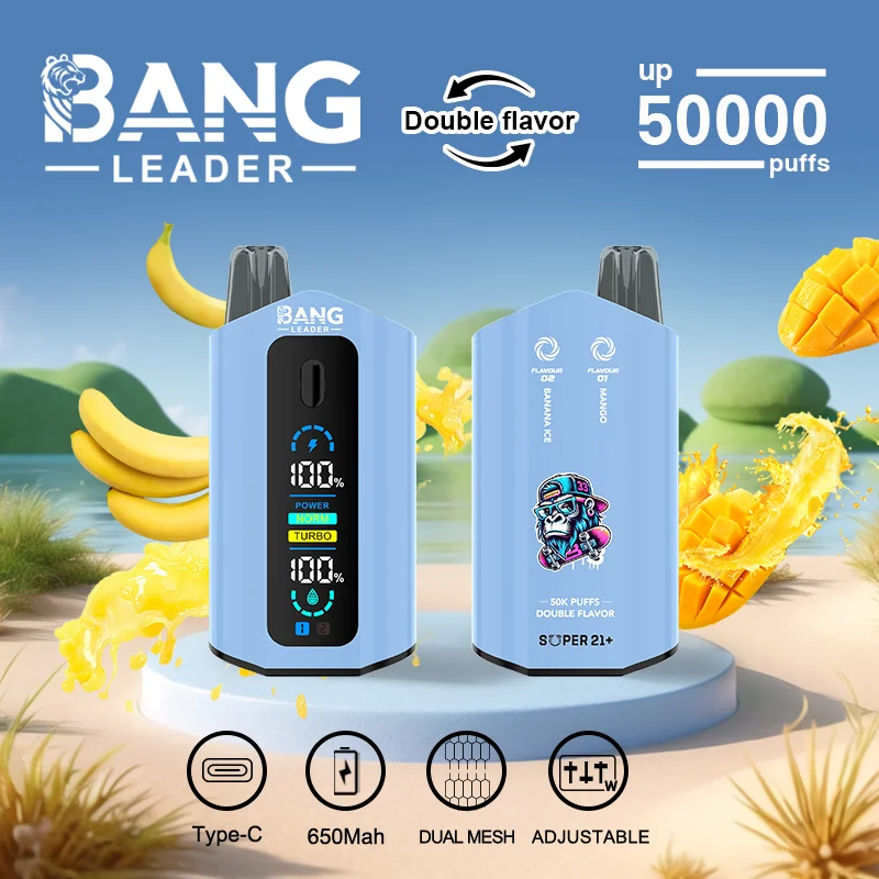 Bang Leader 50K Vape Dual Flavor 50000 Puffs Disposable Vaep Turbo Mode Smart Screen EU Warehouse Banana Ice & Mango Bang Leader 50K Vape Dual Flavor 50000 Puffs Disposable Vaep Turbo Mode Smart Screen EU Warehouse Banana Ice & Mango