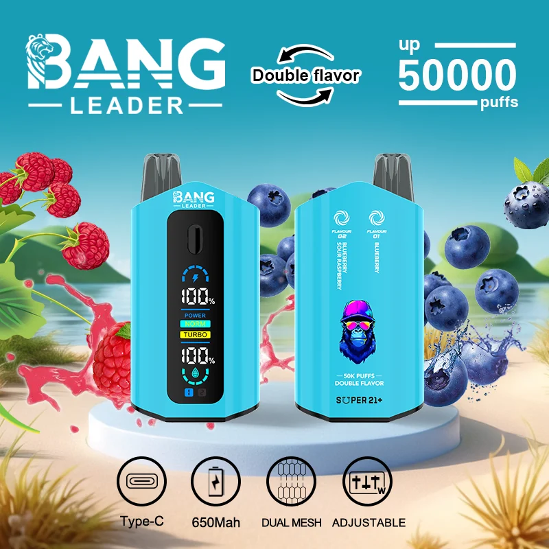 Bang Leader 50K Vape Dual Flavor 50000 Puffs Disposable Vaep Turbo Mode Smart Screen EU Warehouse Blueberry Sour Raspberry & Blueberry Bang Leader 50K Vape Dual Flavor 50000 Puffs Disposable Vaep Turbo Mode Smart Screen EU Warehouse Blueberry Sour Raspberry & Blueberry