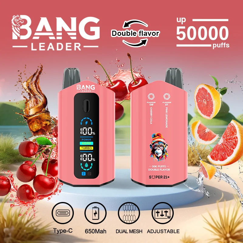 Bang Leader 50K Vape Dual Flavor 50000 Puffs Disposable Vaep Turbo Mode Smart Screen EU Warehouse Cherry Cola & Pink Lemonade Bang Leader 50K Vape Dual Flavor 50000 Puffs Disposable Vaep Turbo Mode Smart Screen EU Warehouse Cherry Cola & Pink Lemonade