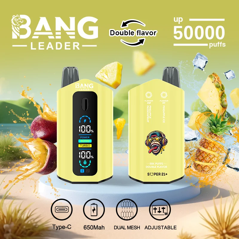 Bang Leader 50K Vape Dual Flavor 50000 Puffs Disposable Vaep Turbo Mode Smart Screen EU Warehouse Pineapple Passionfruit & Pineapple Ice Bang Leader 50K Vape Dual Flavor 50000 Puffs Disposable Vaep Turbo Mode Smart Screen EU Warehouse Pineapple Passionfruit & Pineapple Ice