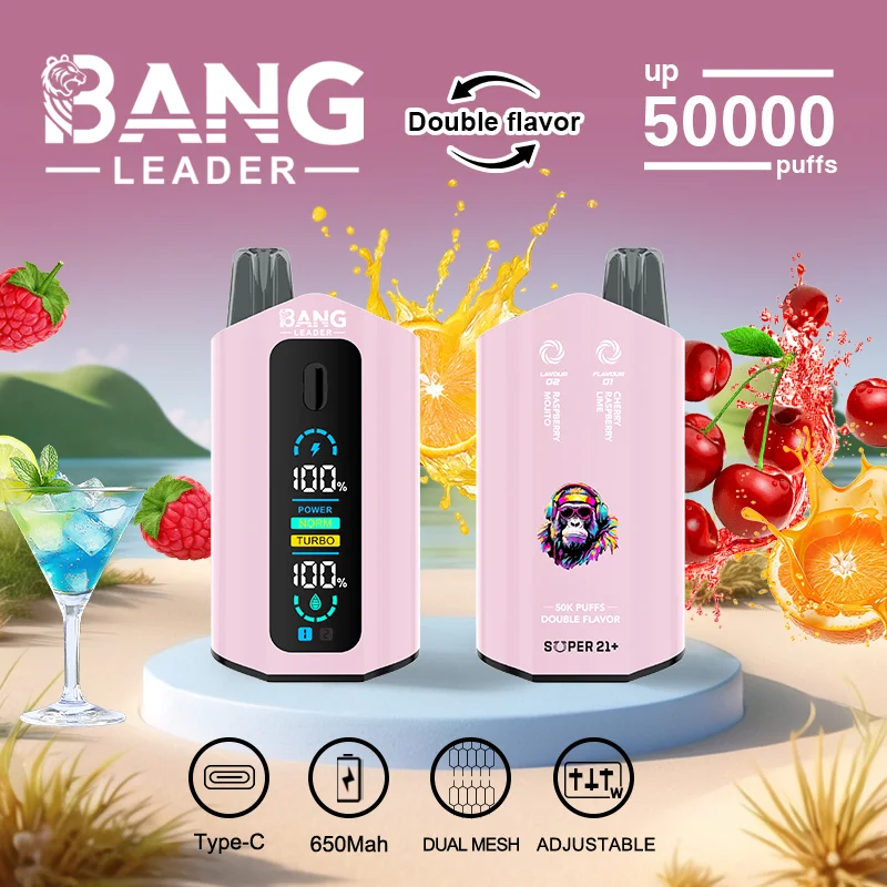 Bang Leader 50K Vape Dual Flavor 50000 Puffs Disposable Vaep Turbo Mode Smart Screen EU Warehouse Raspberry Mojito & Cherry Raspberry Lime Bang Leader 50K Vape Dual Flavor 50000 Puffs Disposable Vaep Turbo Mode Smart Screen EU Warehouse Raspberry Mojito & Cherry Raspberry Lime