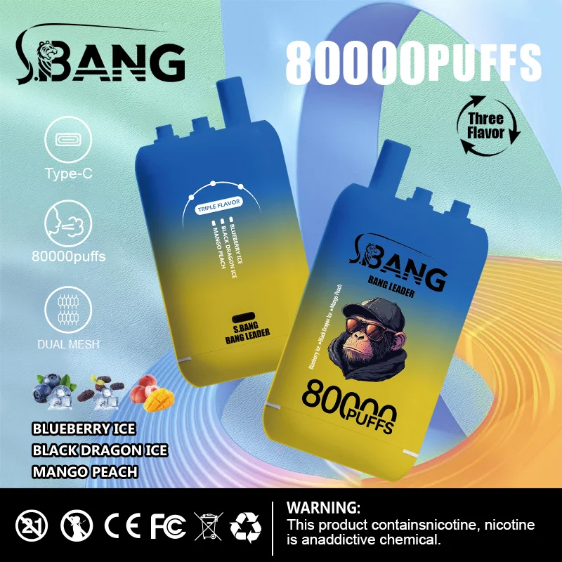 Bang Leader 80K Vape 3-in-1 Flavor 80000 Puffs Disposable Vape EU Warehouse Shipping Blueberry Ice & Black Dragon Ice & Mango Peach Bang Leader 80K Vape 3-in-1 Flavor 80000 Puffs Disposable Vape EU Warehouse Shipping Blueberry Ice & Black Dragon Ice & Mango Peach