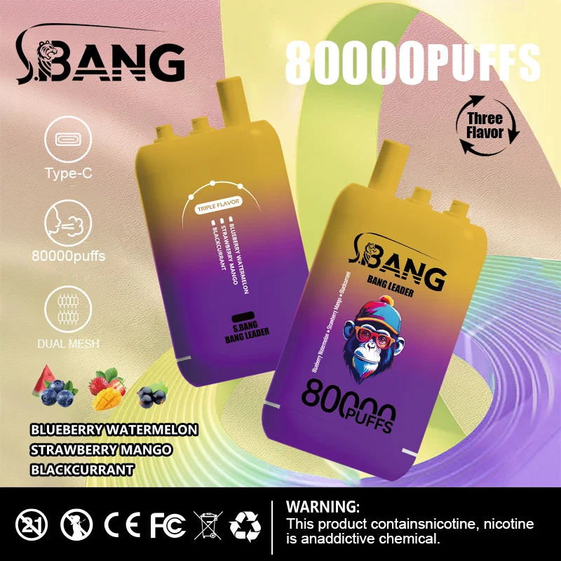 Bang Leader 80K Vape 3-in-1 Flavor 80000 Puffs Disposable Vape EU Warehouse Shipping Blueberry Watermelon & Strawberry Mango & Blackcurrant Bang Leader 80K Vape 3-in-1 Flavor 80000 Puffs Disposable Vape EU Warehouse Shipping Blueberry Watermelon & Strawberry Mango & Blackcurrant