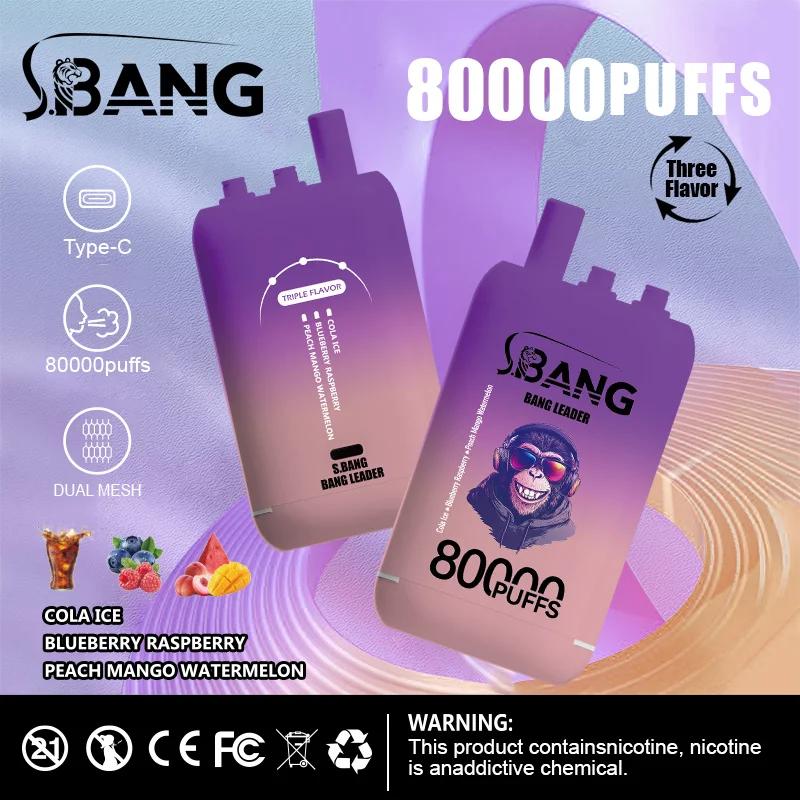Bang Leader 80K Vape 3-in-1 Flavor 80000 Puffs Disposable Vape EU Warehouse Shipping Cola Ice & Blueberry Raspberry & Peachy Mango Watermelon Bang Leader 80K Vape 3-in-1 Flavor 80000 Puffs Disposable Vape EU Warehouse Shipping Cola Ice & Blueberry Raspberry & Peachy Mango Watermelon