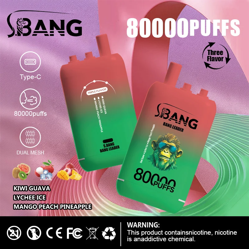 Bang Leader 80K Vape 3-in-1 Flavor 80000 Puffs Disposable Vape EU Warehouse Shipping Kiwi Guava & Lychee Ice & Mango Peach Pineapple Bang Leader 80K Vape 3-in-1 Flavor 80000 Puffs Disposable Vape EU Warehouse Shipping Kiwi Guava & Lychee Ice & Mango Peach Pineapple