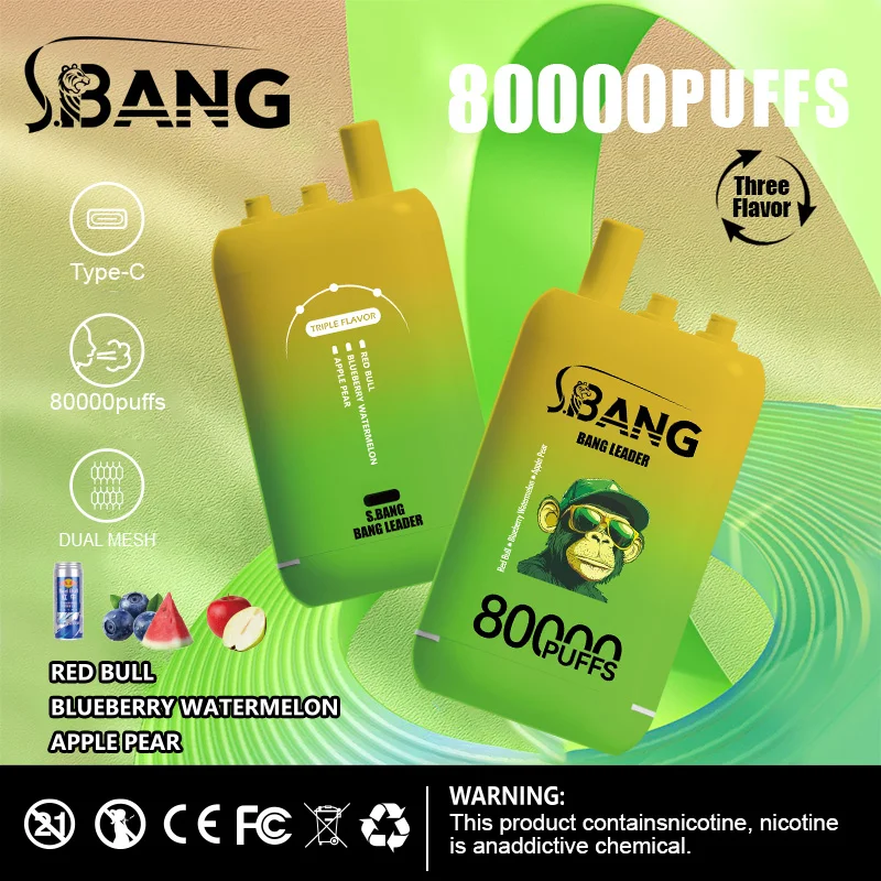 Bang Leader 80K Vape 3-in-1 Flavor 80000 Puffs Disposable Vape EU Warehouse Shipping Red Bull & Blueberry Watermelon & Apple Pear Bang Leader 80K Vape 3-in-1 Flavor 80000 Puffs Disposable Vape EU Warehouse Shipping Red Bull & Blueberry Watermelon & Apple Pear