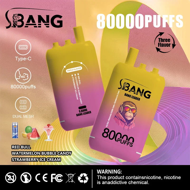 Bang Leader 80K Vape 3-in-1 Flavor 80000 Puffs Disposable Vape EU Warehouse Shipping Red Bull & Watermelon Bubble Candy & Strawberry Ice Cream Bang Leader 80K Vape 3-in-1 Flavor 80000 Puffs Disposable Vape EU Warehouse Shipping Red Bull & Watermelon Bubble Candy & Strawberry Ice Cream